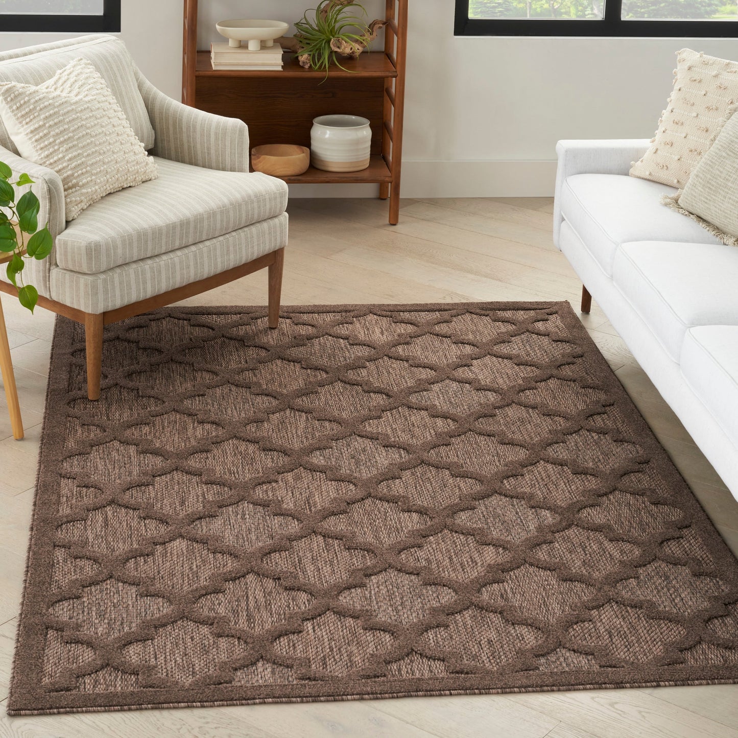 Tapis marocain en treillis Nourison, facile d'entretien, pour intérieur et extérieur