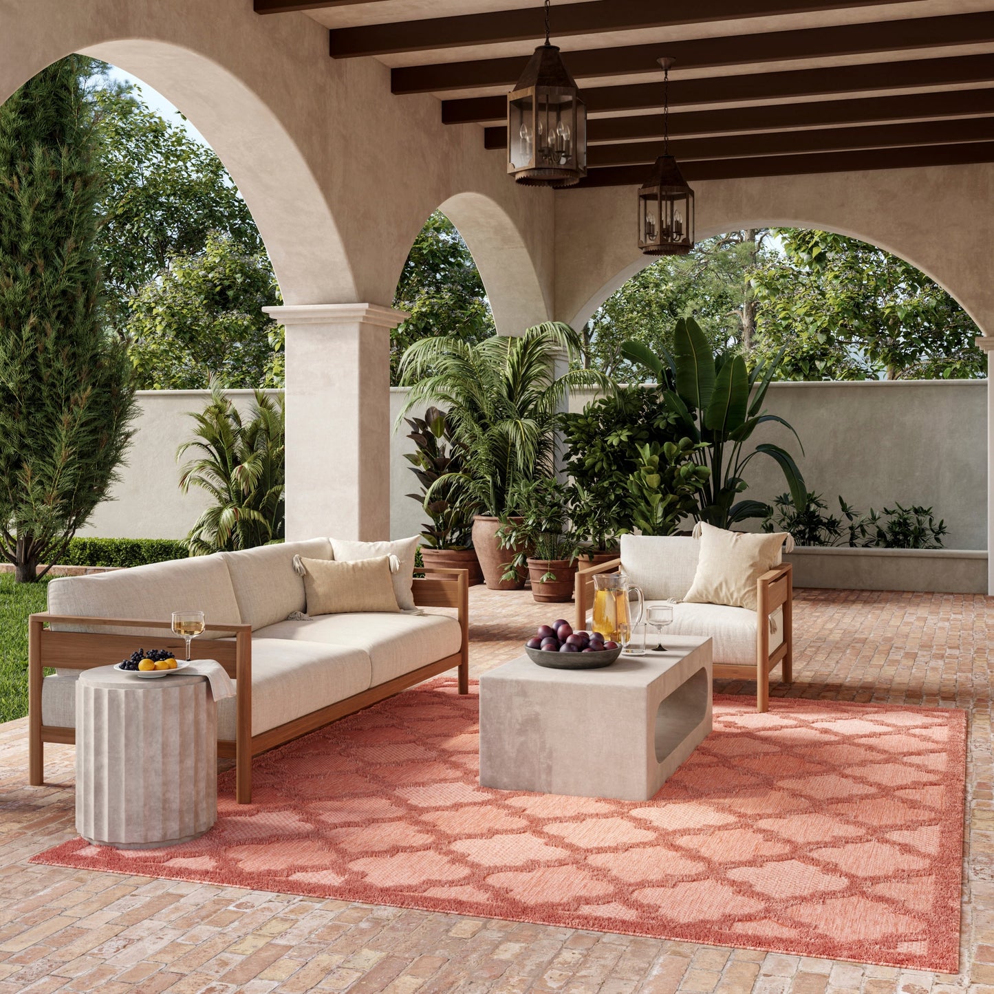 Tapis marocain en treillis Nourison, facile d'entretien, pour intérieur et extérieur