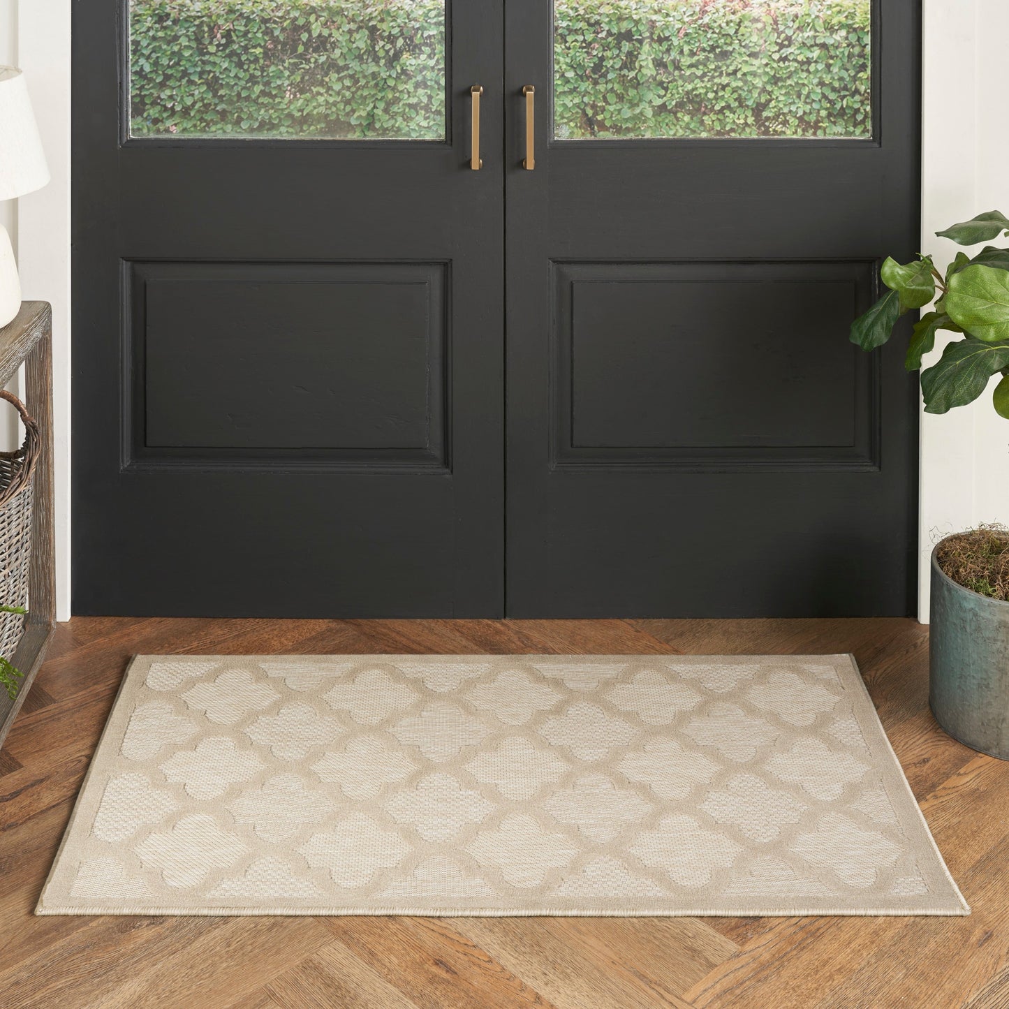Tapis marocain en treillis Nourison, facile d'entretien, pour intérieur et extérieur