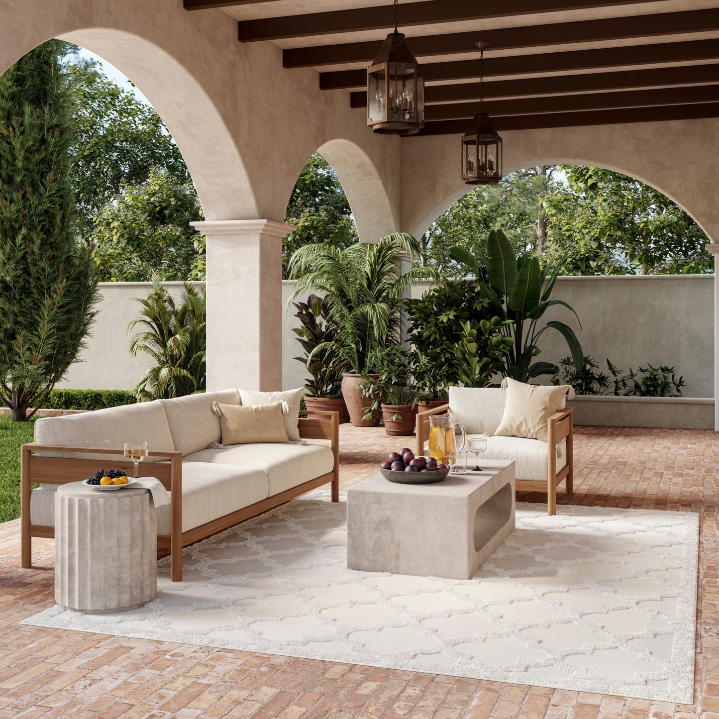 Tapis marocain en treillis Nourison, facile d'entretien, pour intérieur et extérieur