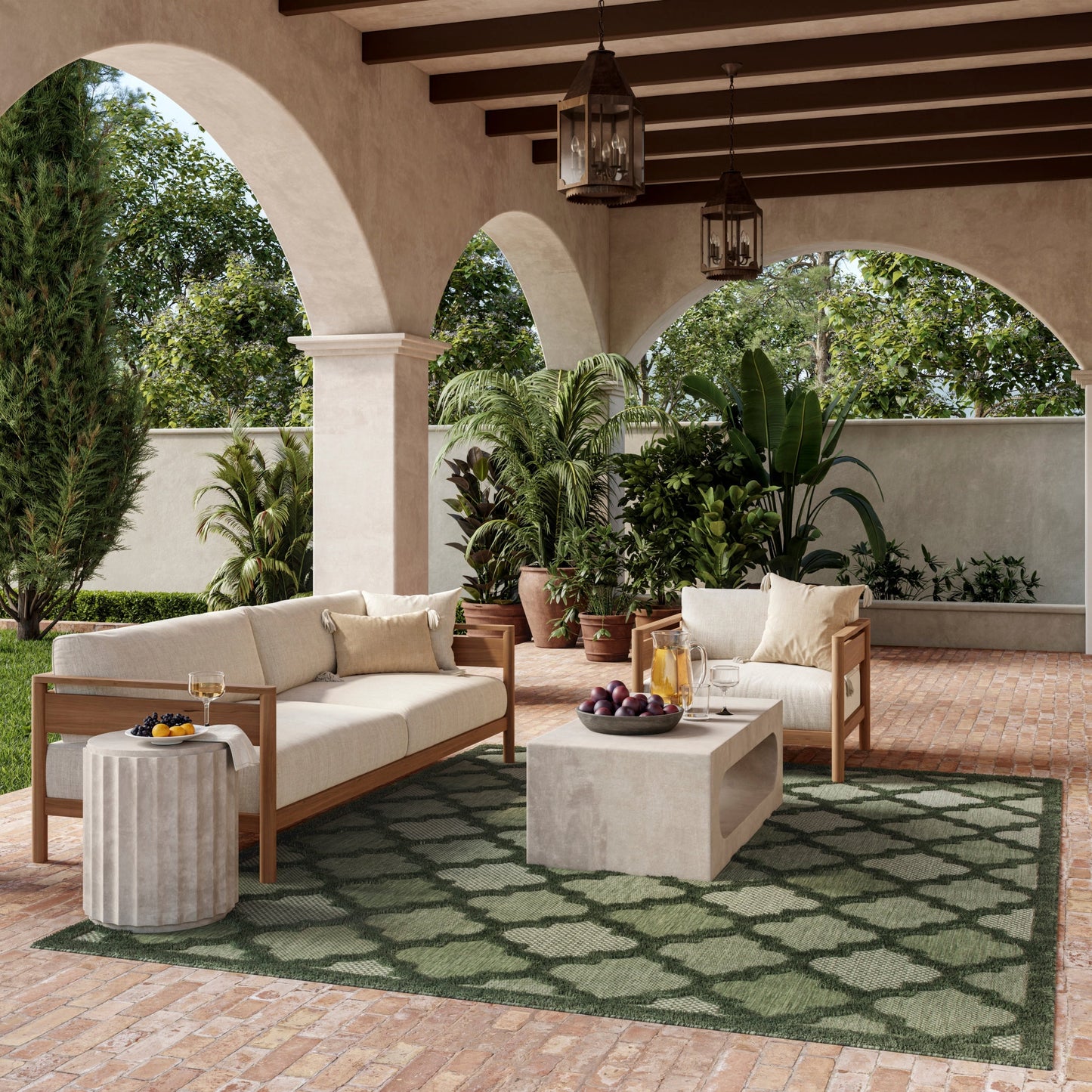 Tapis marocain en treillis Nourison, facile d'entretien, pour intérieur et extérieur