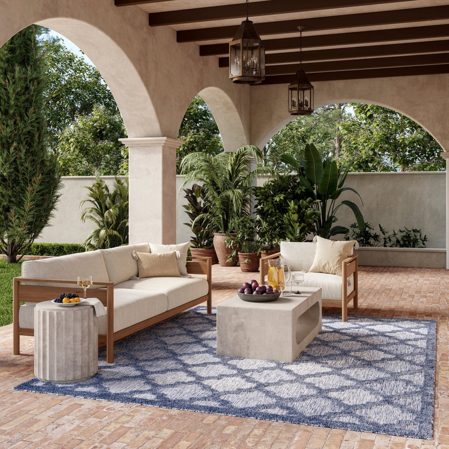Tapis marocain en treillis Nourison, facile d'entretien, pour intérieur et extérieur