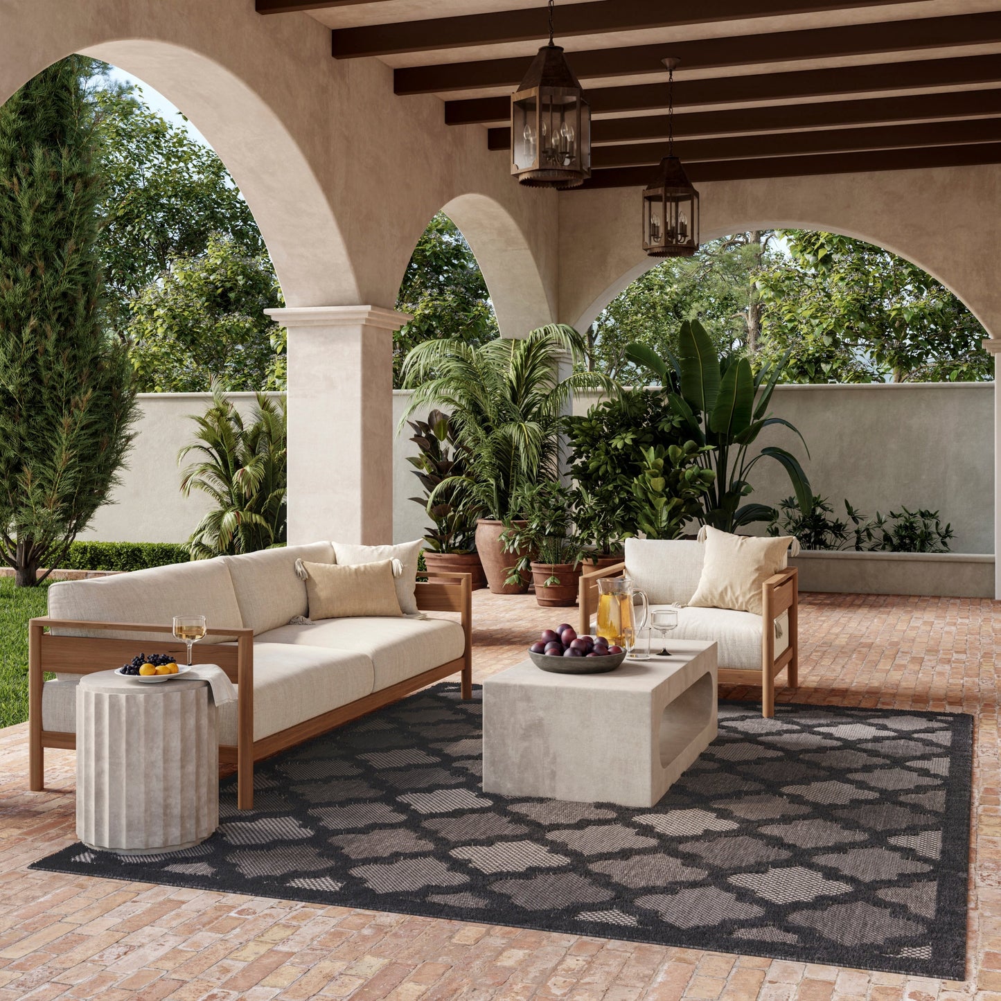 Tapis marocain en treillis Nourison, facile d'entretien, pour intérieur et extérieur