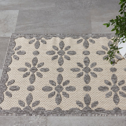 Tapis d'intérieur et d'extérieur géométrique moderne à motif floral et haut-bas Nourison Palamos