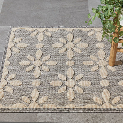 Tapis d'intérieur et d'extérieur géométrique moderne à motif floral et haut-bas Nourison Palamos