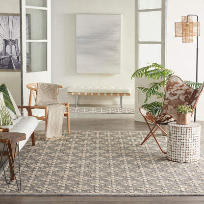 Tapis d'intérieur et d'extérieur géométrique moderne à motif floral et haut-bas Nourison Palamos