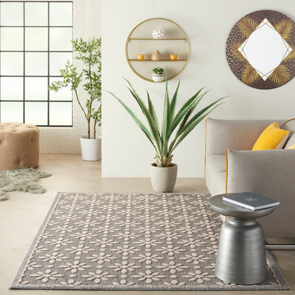 Tapis d'intérieur et d'extérieur géométrique moderne à motif floral et haut-bas Nourison Palamos