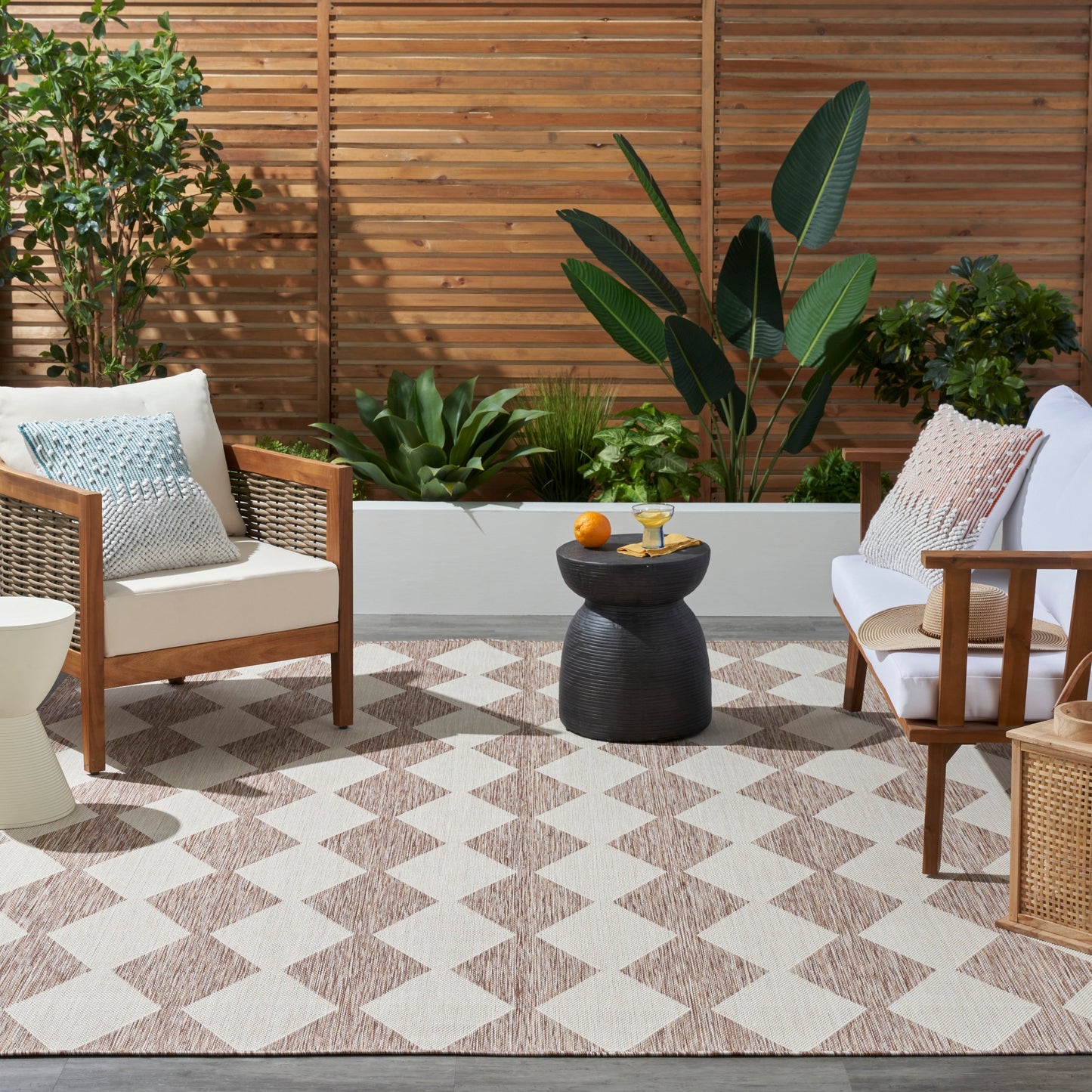 Tapis géométrique d'intérieur/extérieur Nourison Positano