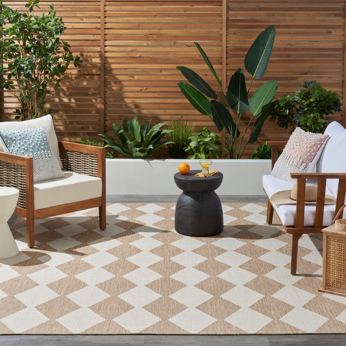 Tapis géométrique d'intérieur/extérieur Nourison Positano