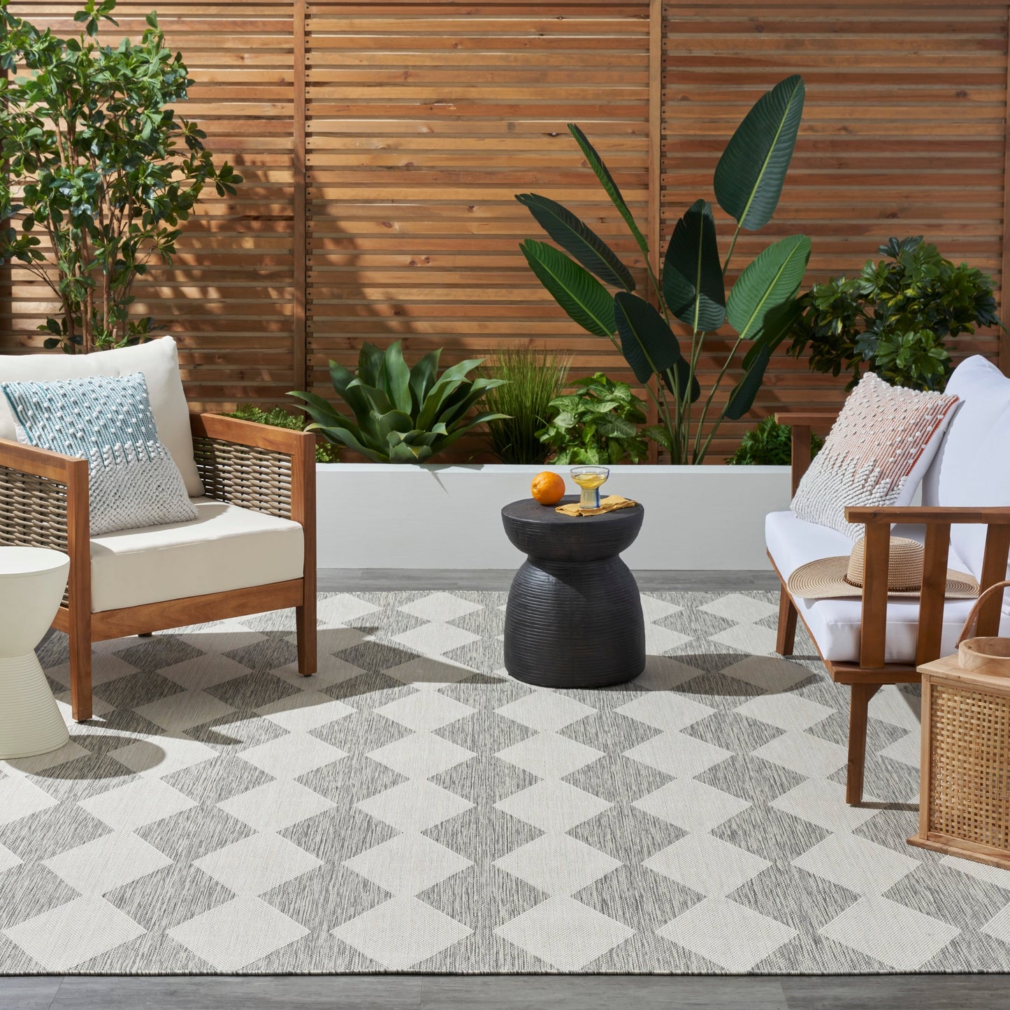 Tapis géométrique d'intérieur/extérieur Nourison Positano