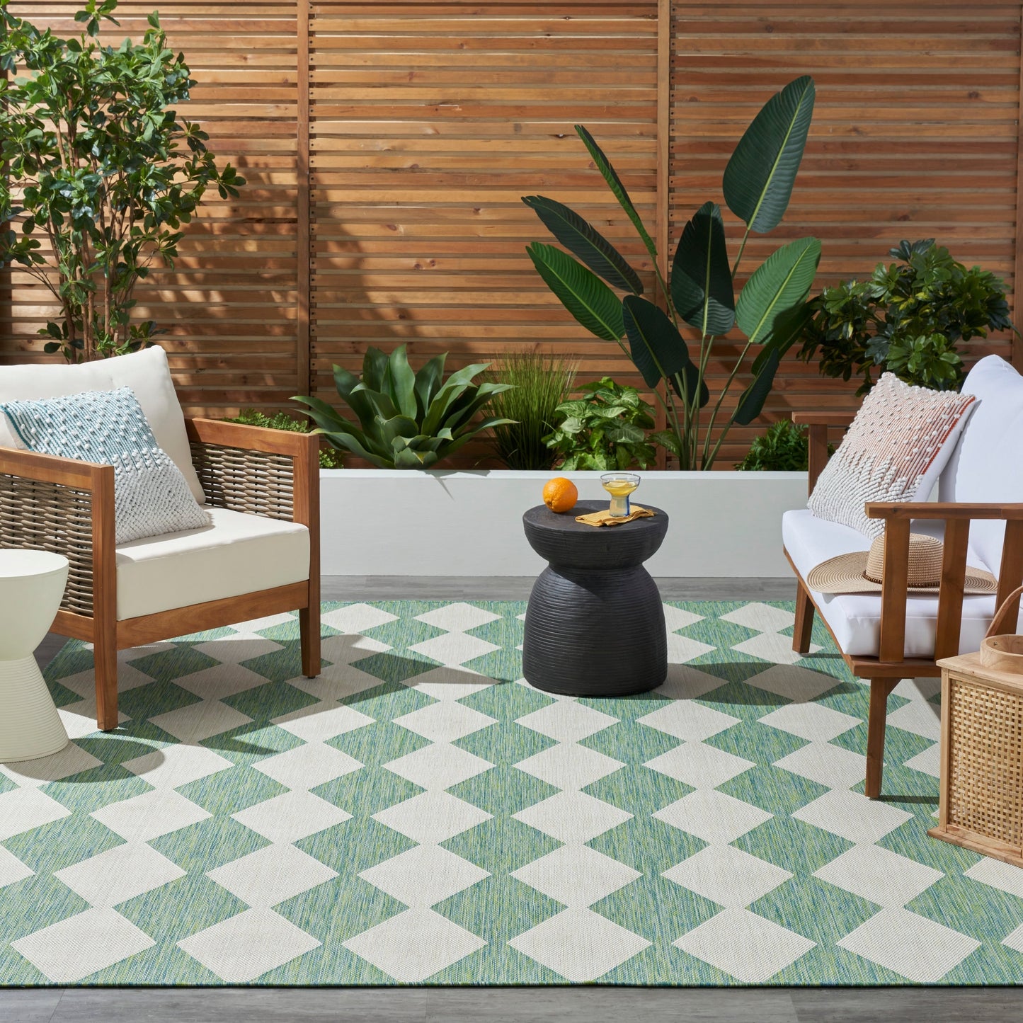 Tapis géométrique d'intérieur/extérieur Nourison Positano