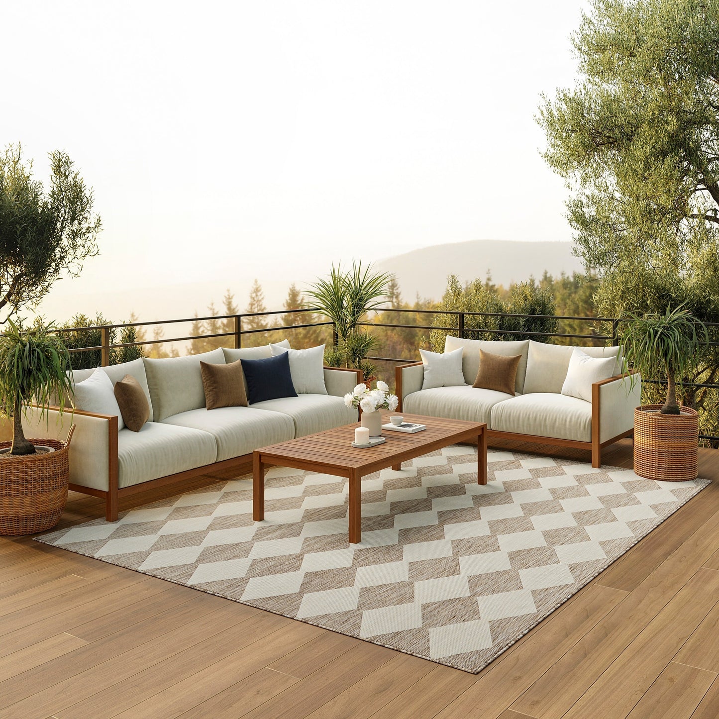 Tapis géométrique d'intérieur/extérieur Nourison Positano