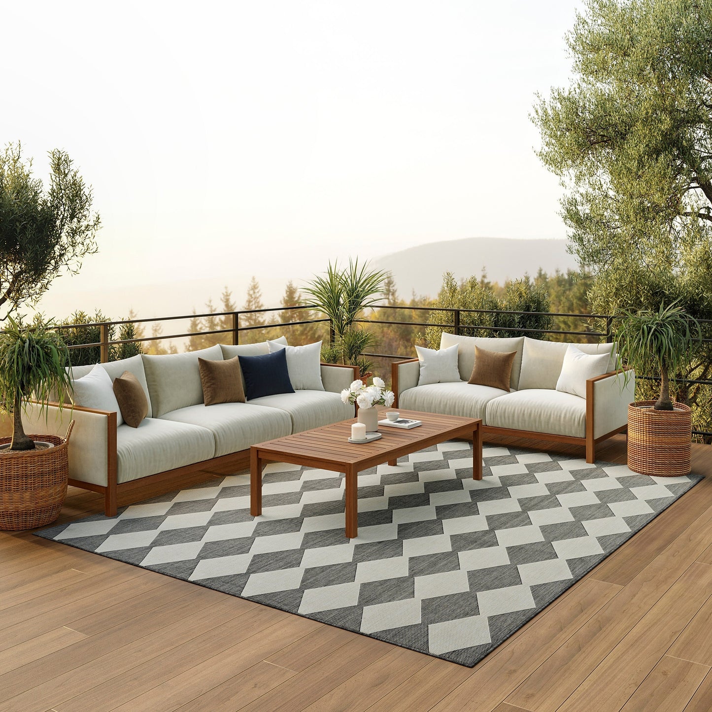 Tapis géométrique d'intérieur/extérieur Nourison Positano