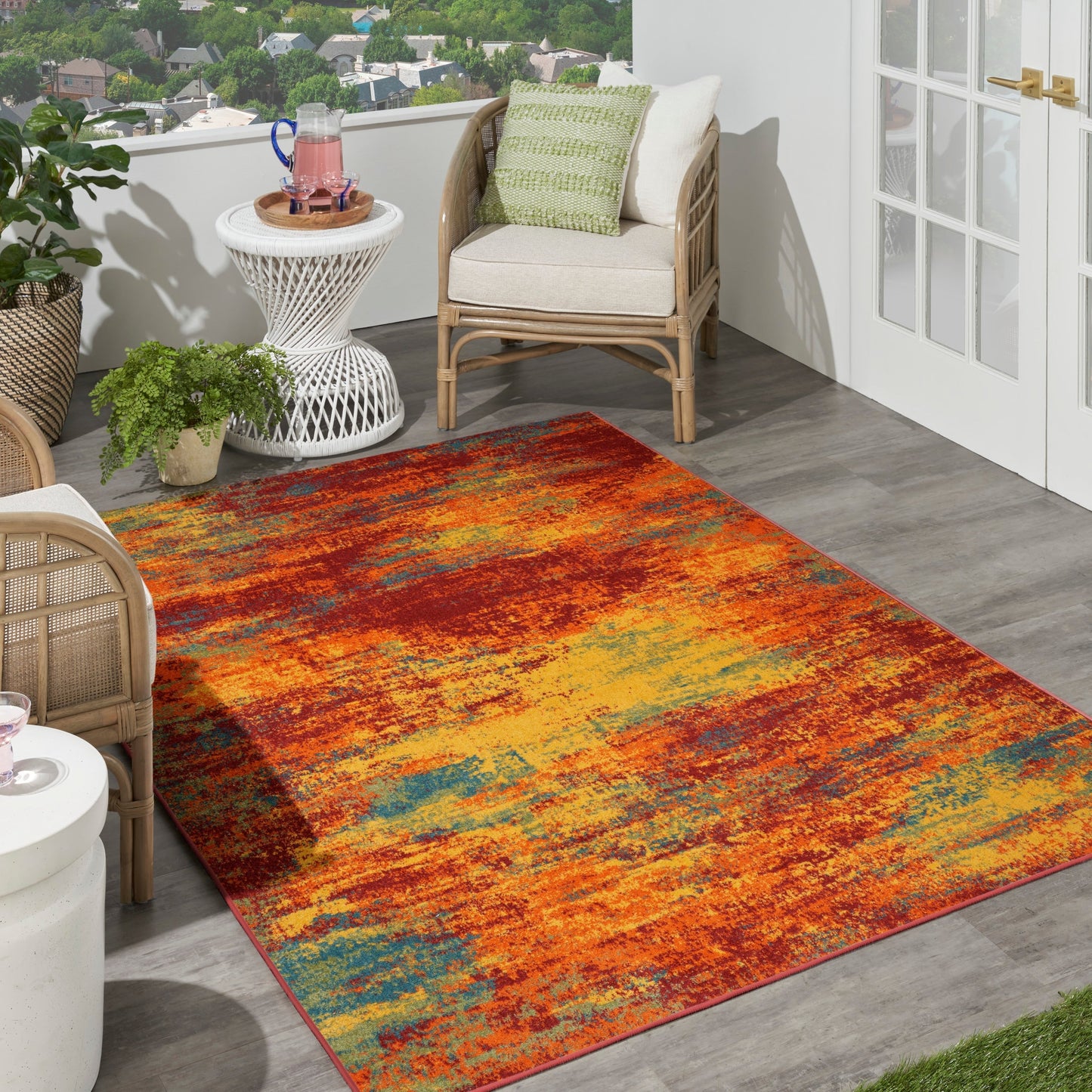 Tapis abstrait d'intérieur/extérieur Nourison Sandy