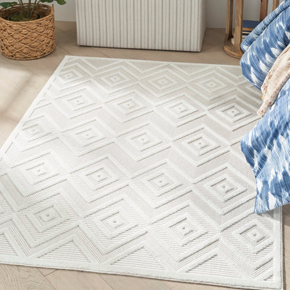 Tapis géométrique polyvalent à tissage plat pour intérieur/extérieur Nourison