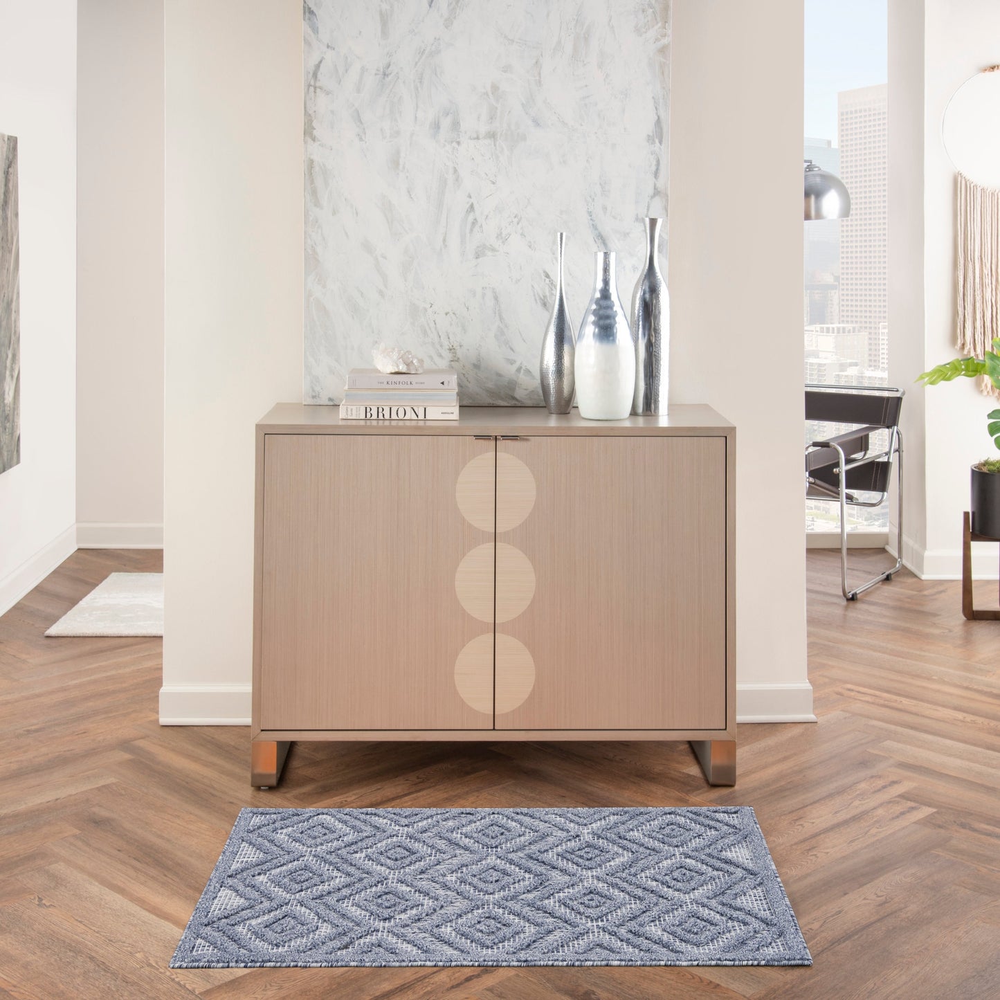 Tapis géométrique polyvalent à tissage plat pour intérieur/extérieur Nourison