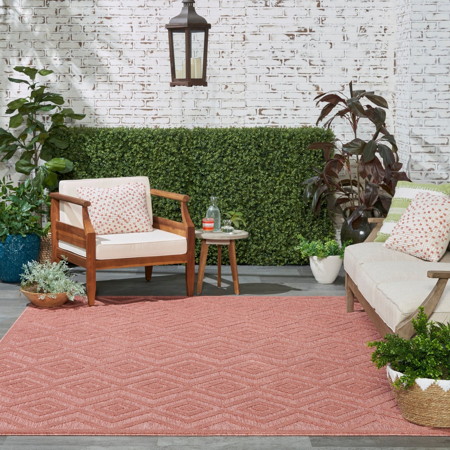 Tapis géométrique polyvalent à tissage plat pour intérieur/extérieur Nourison