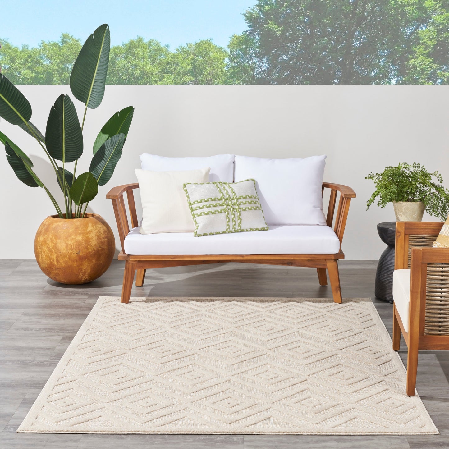 Tapis géométrique polyvalent à tissage plat pour intérieur/extérieur Nourison
