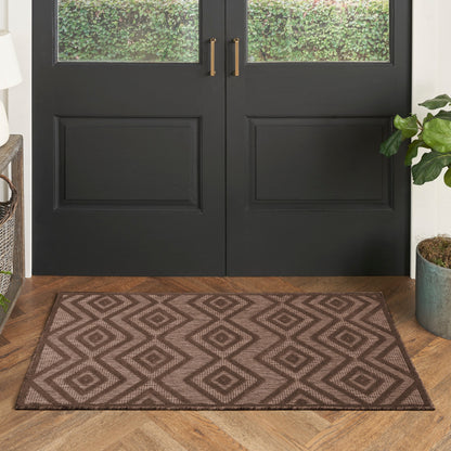 Tapis géométrique polyvalent à tissage plat pour intérieur/extérieur Nourison