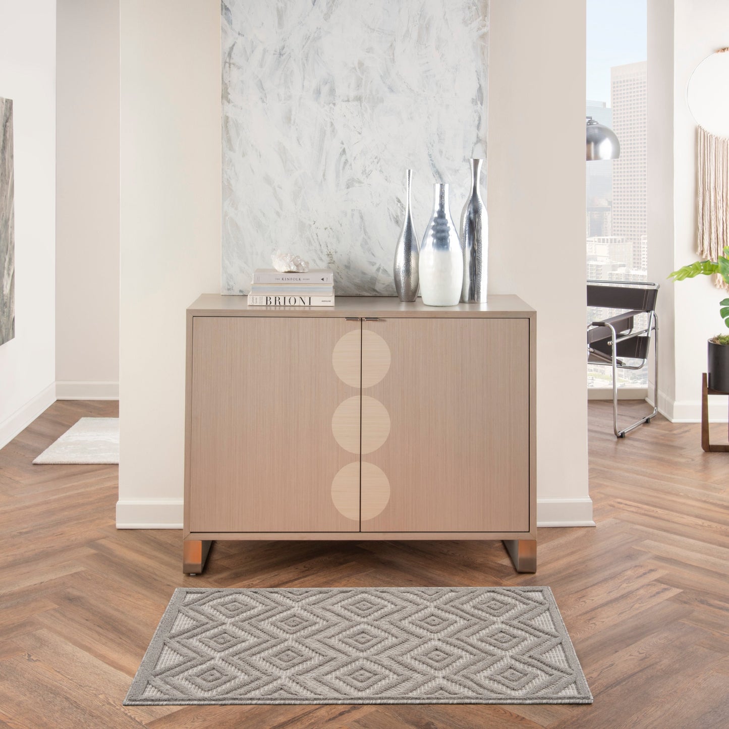 Tapis géométrique polyvalent à tissage plat pour intérieur/extérieur Nourison