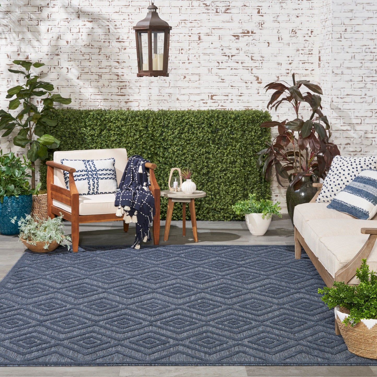 Tapis géométrique polyvalent à tissage plat pour intérieur/extérieur Nourison