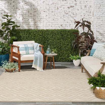 Tapis géométrique polyvalent à tissage plat pour intérieur/extérieur Nourison