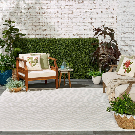 Tapis géométrique polyvalent à tissage plat pour intérieur/extérieur Nourison