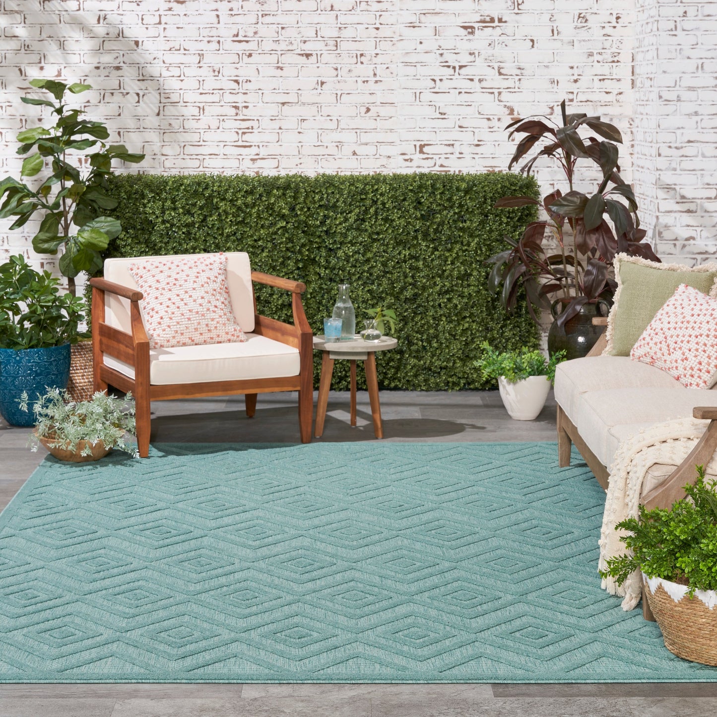 Tapis géométrique polyvalent à tissage plat pour intérieur/extérieur Nourison
