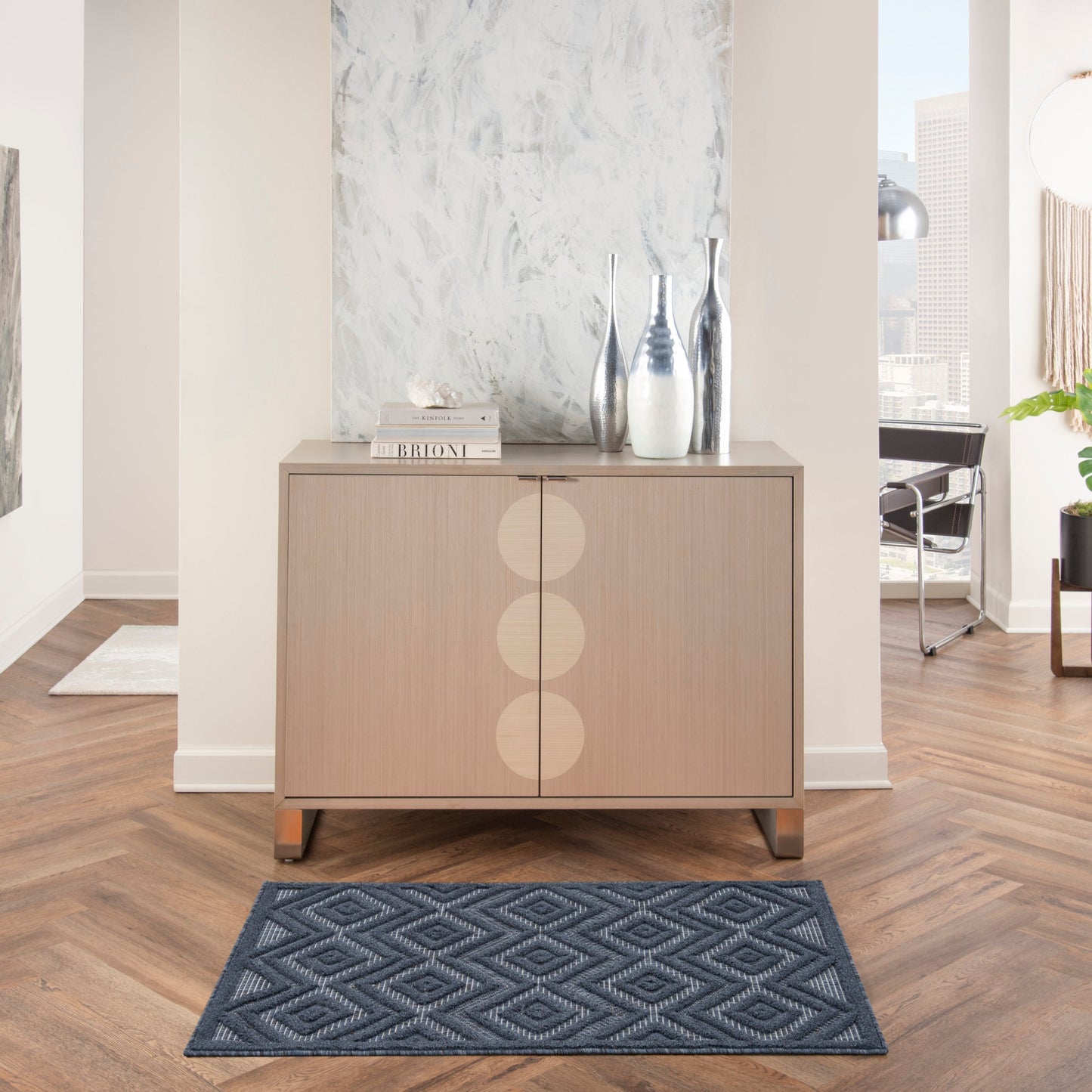 Tapis géométrique polyvalent à tissage plat pour intérieur/extérieur Nourison