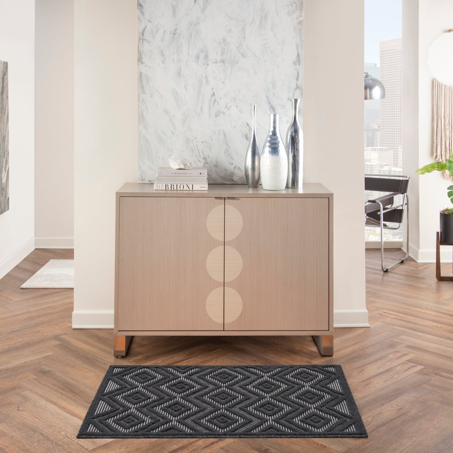 Tapis géométrique polyvalent à tissage plat pour intérieur/extérieur Nourison