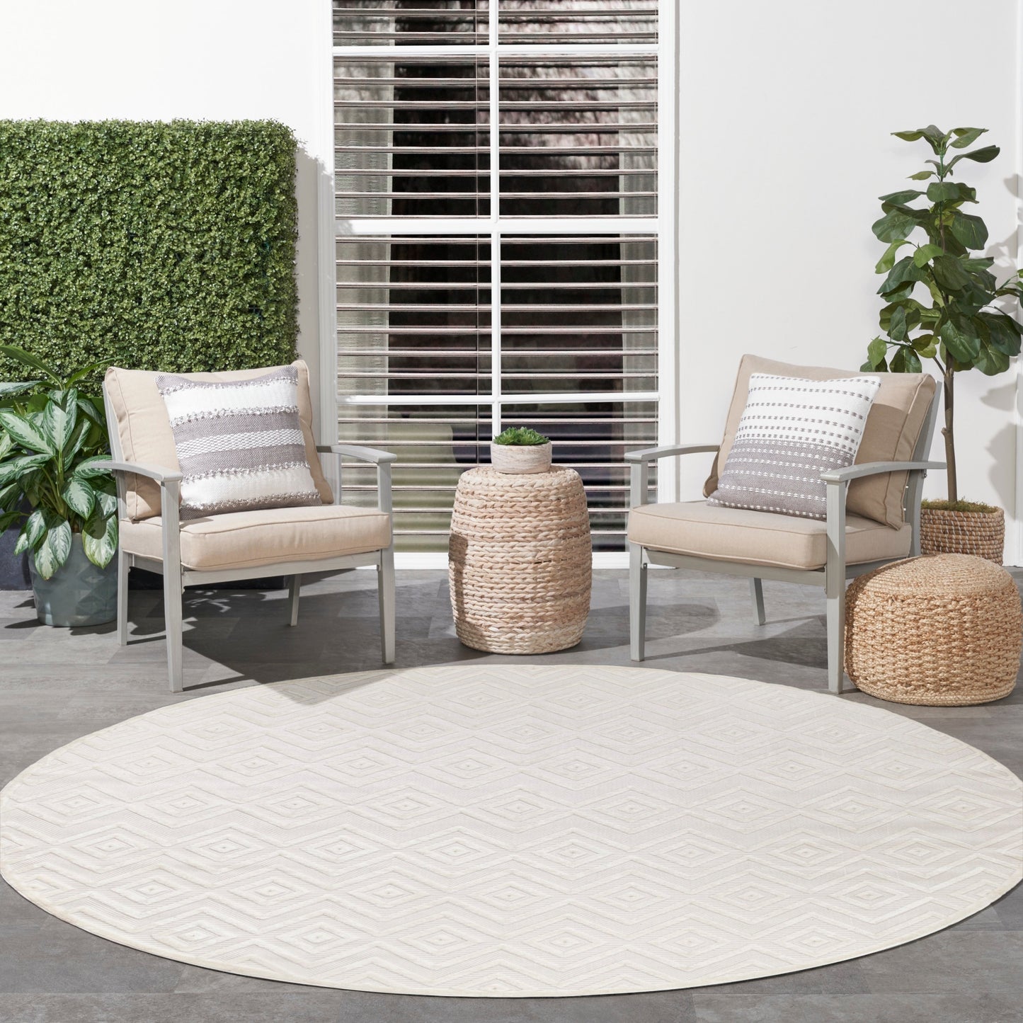 Tapis géométrique polyvalent à tissage plat pour intérieur/extérieur Nourison