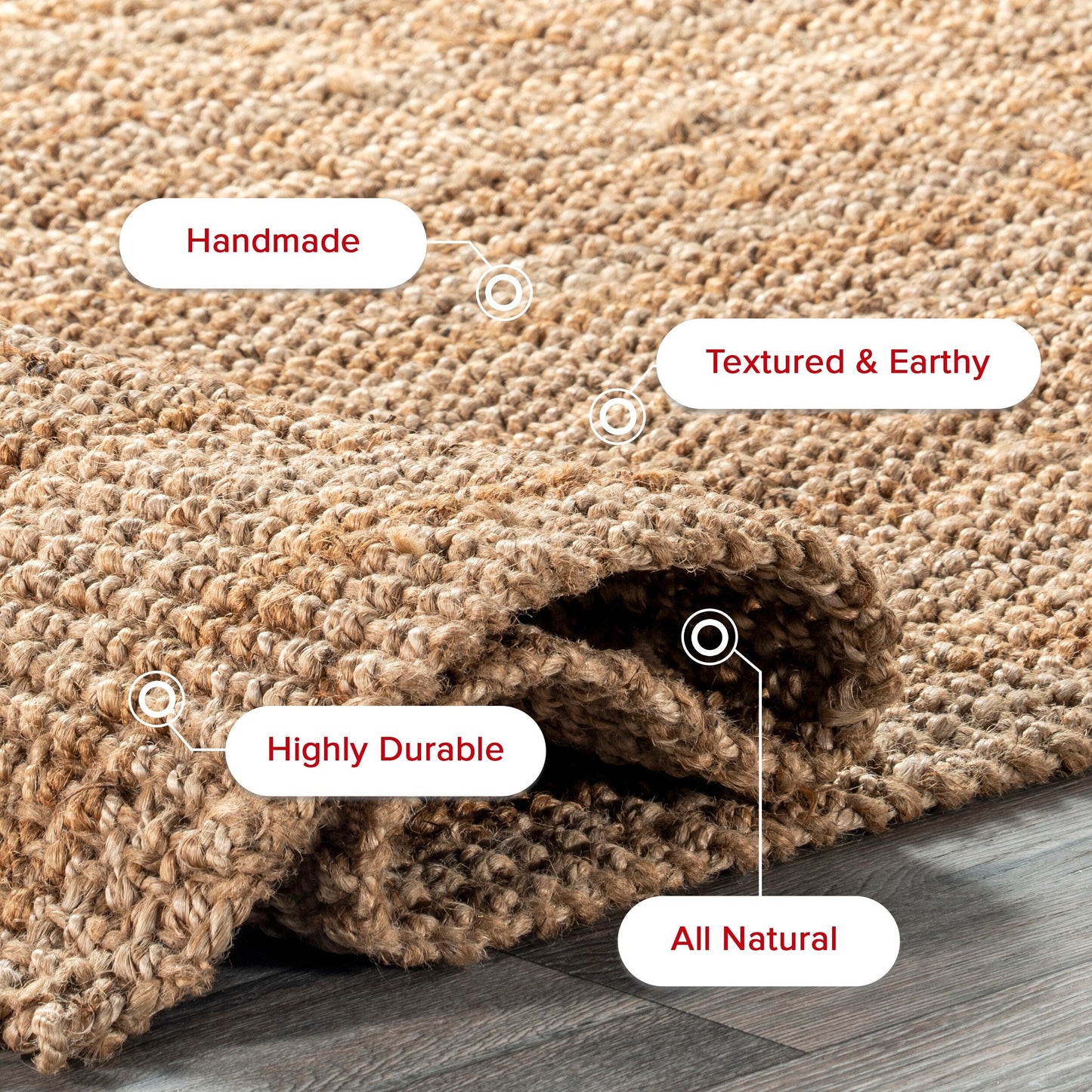 Tapis de ferme en jute massif Nuloom Ashli