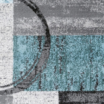 Tapis circulaire abstrait en polypropylène fabriqué à la machine, de la World Rug Gallery