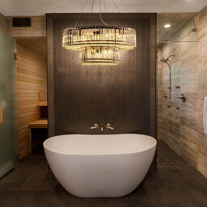 Lustre rond moderne en cristal OYIPRO 6/8/12 lumières en forme de tambour pour îlot de cuisine