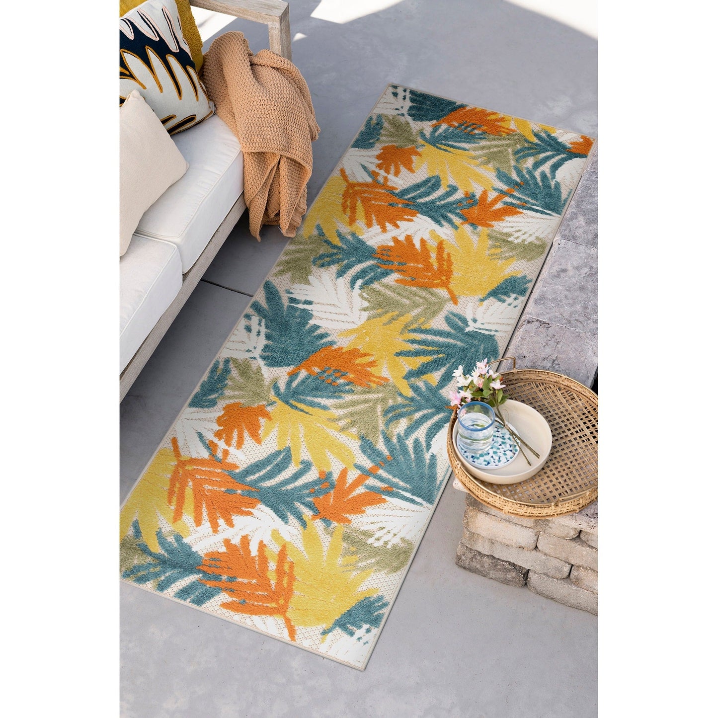 Tapis d'intérieur/extérieur à motif floral côtier Origin.