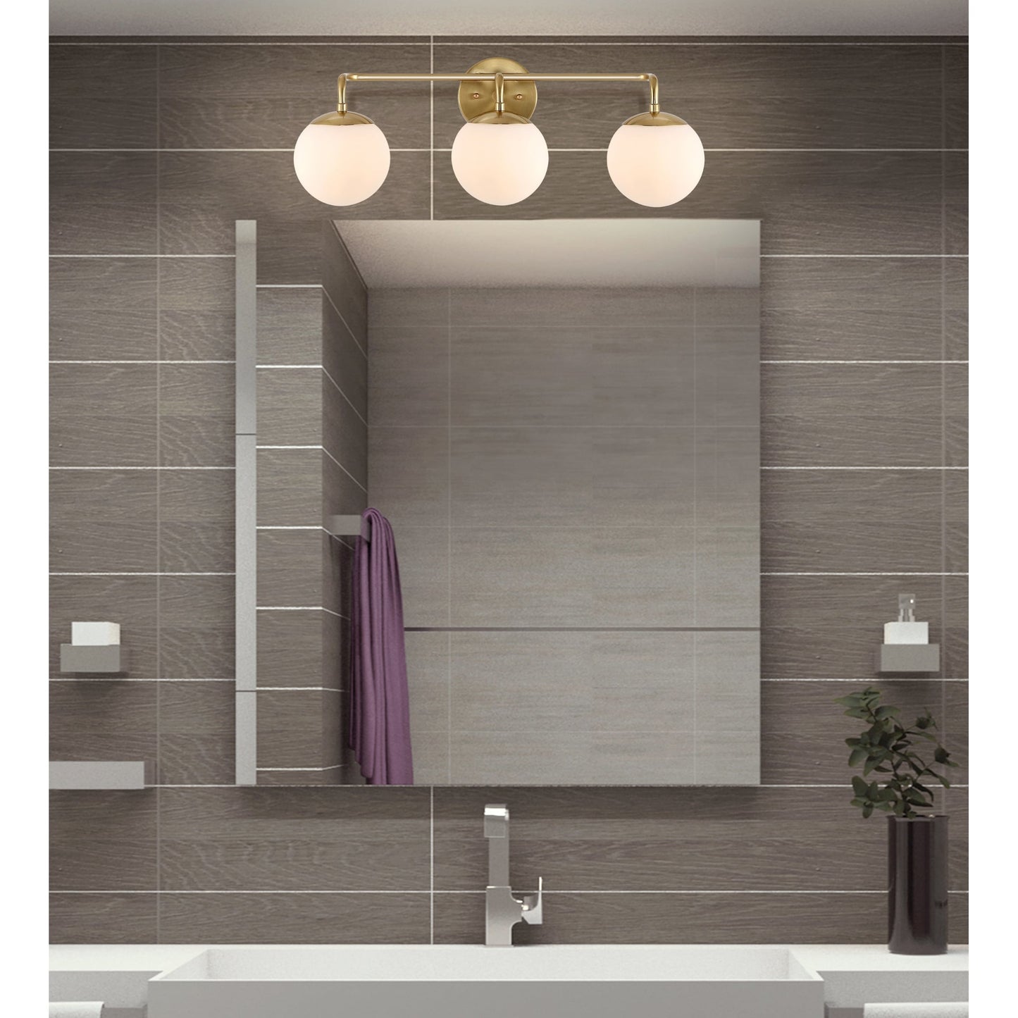 Luminaire de coiffeuse moderne à LED en métal et verre dépoli, par JONATHAN Y