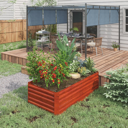 Outsunny Raised Garden Bed, 71 x 36 x 23 Galvanized Steel Planters for Outdoor Plants with Reinforced Rods