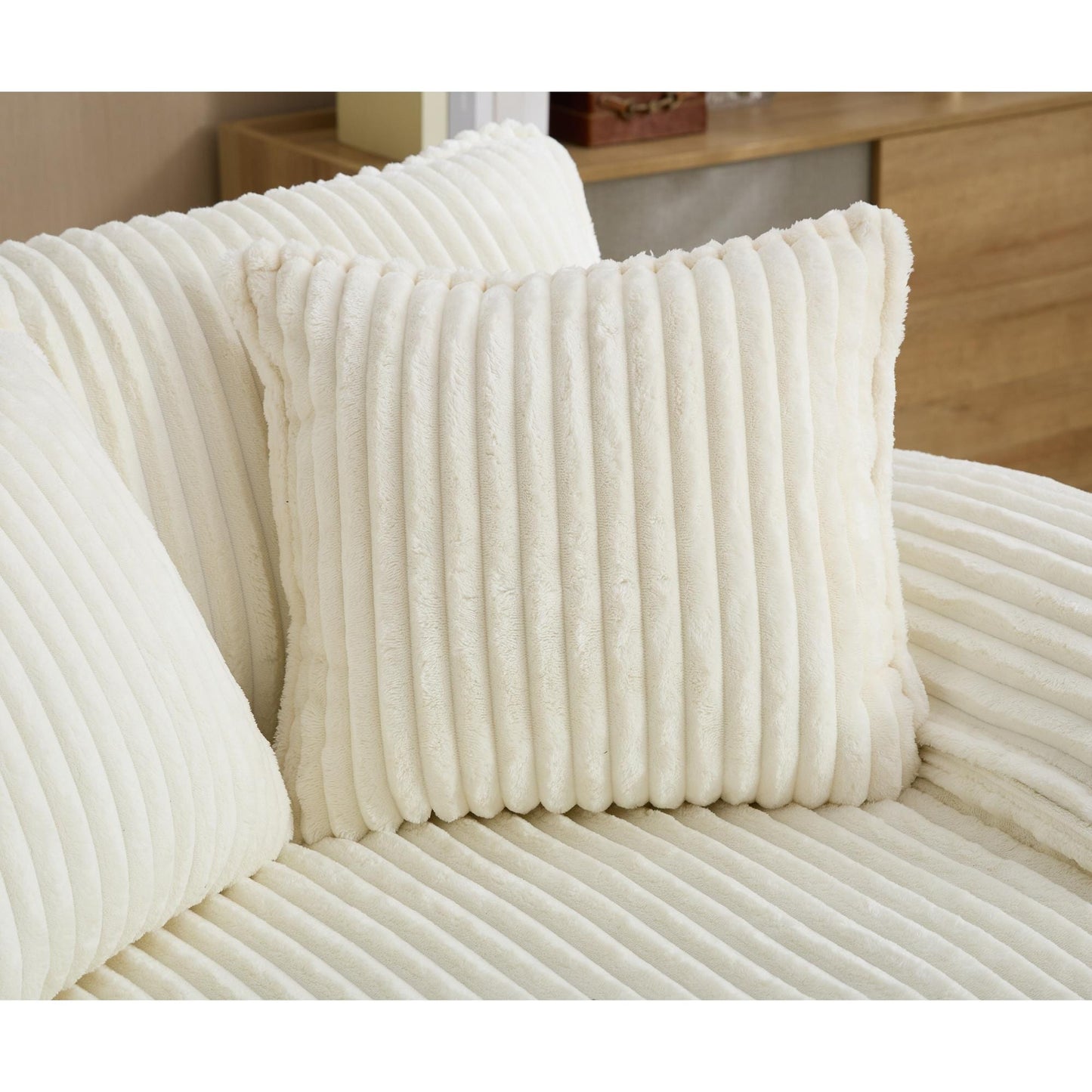 Oversized Chaise Lounge Fluffy Corduroy Sofa Bed Adjustable