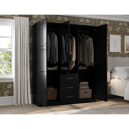 Armoire penderie 3 portes Cosmo 100 % bois massif de Palace Imports avec portes en bois massif ou en miroir