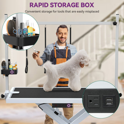 Table de toilettage électrique professionnelle pour grands chiens, robuste, avec bras en aluminium, 50 po de largeur