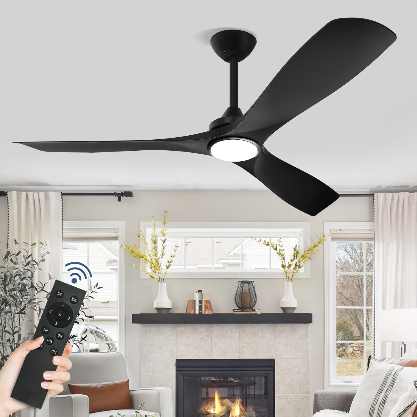 Remote Ceiling Fan with Lights Flush Mount