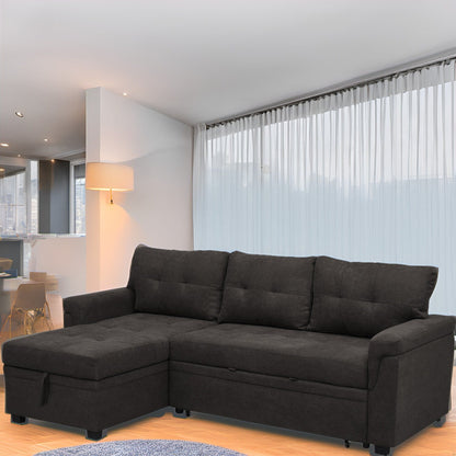 Canapé sectionnel réversible avec lit gigogne, méridienne avec rangement dissimulé, pieds durables,