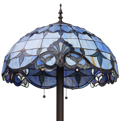 Lampadaire à 3 lumières en verre teinté et résine River of Goods Allistar, 64 pouces de hauteur, éclairage vers le bas - 20 L x 20 l x 64 H