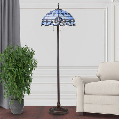 Lampadaire à 3 lumières en verre teinté et résine River of Goods Allistar, 64 pouces de hauteur, éclairage vers le bas - 20 L x 20 l x 64 H