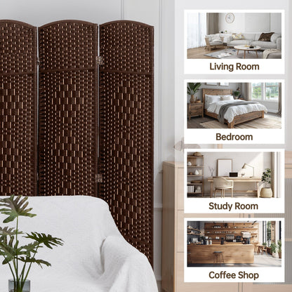 Paravent de séparation de pièce de 6 pieds de haut en fibre tissée, écran de confidentialité autoportant, écran pliant