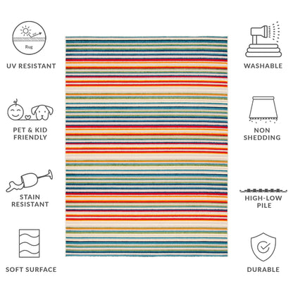 Tapis de patio imperméable à rayures pour intérieur/extérieur SAFAVIEH Cabana Gafia