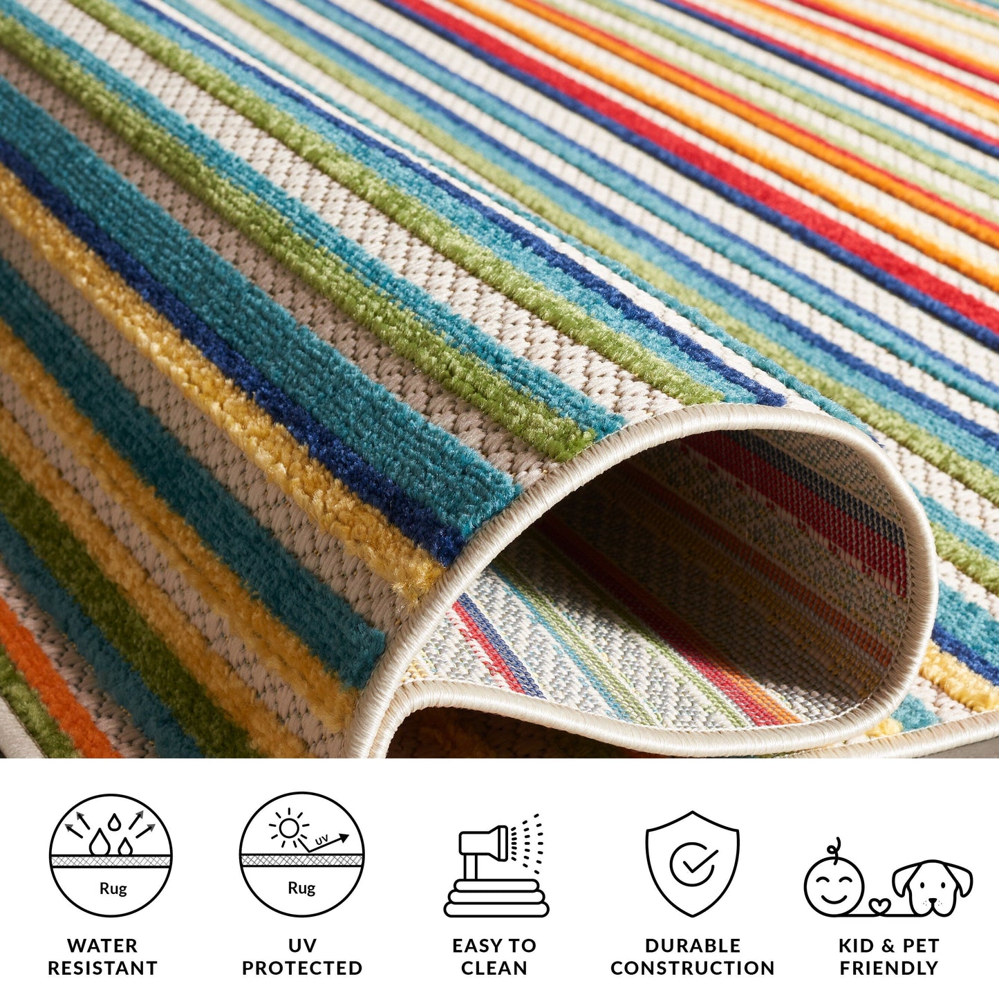 Tapis de patio imperméable à rayures pour intérieur/extérieur SAFAVIEH Cabana Gafia