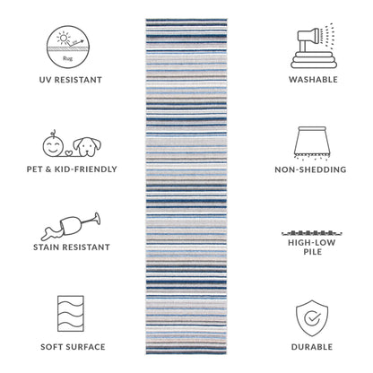 Tapis de patio imperméable à rayures pour intérieur/extérieur SAFAVIEH Cabana Gafia