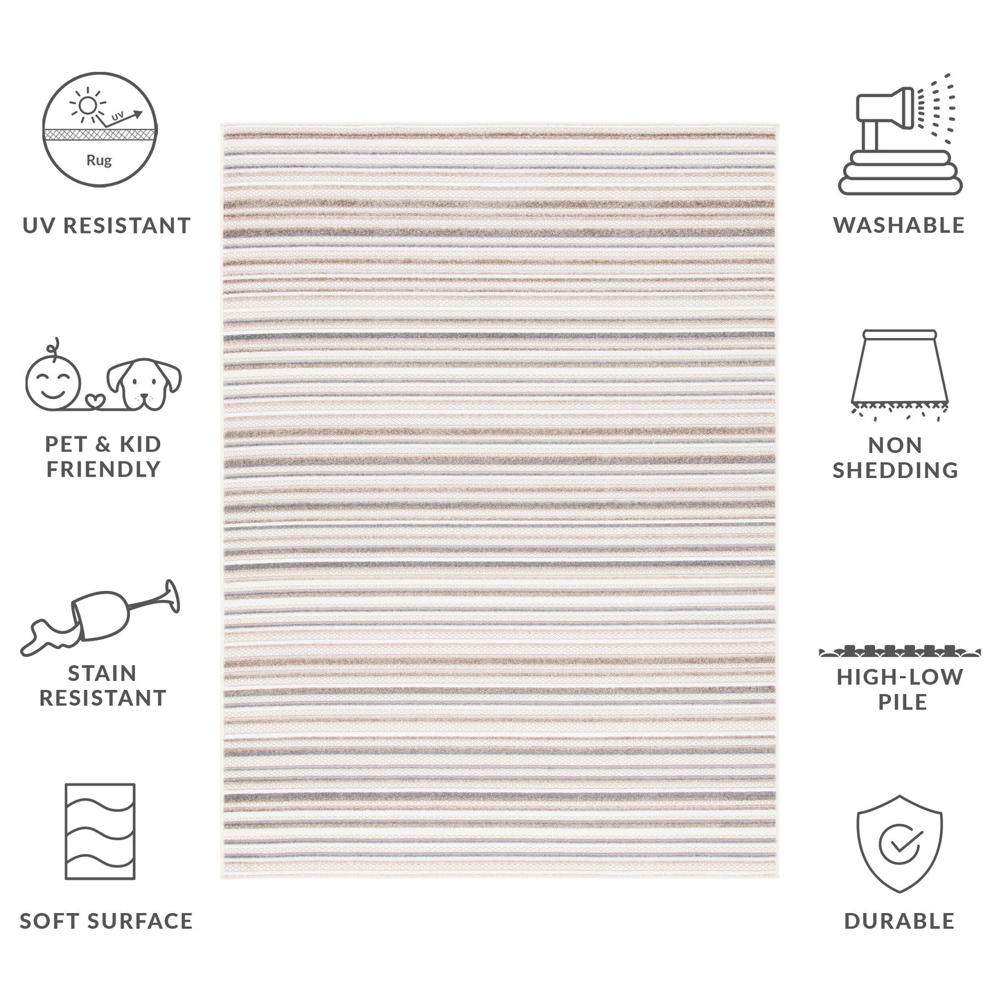 Tapis de patio imperméable à rayures pour intérieur/extérieur SAFAVIEH Cabana Gafia