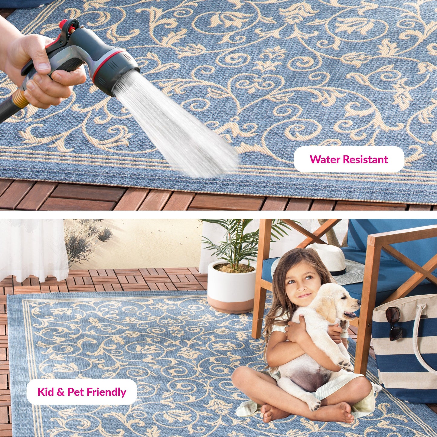 Tapis de jardin imperméable d'intérieur/extérieur SAFAVIEH Courtyard Miljeta